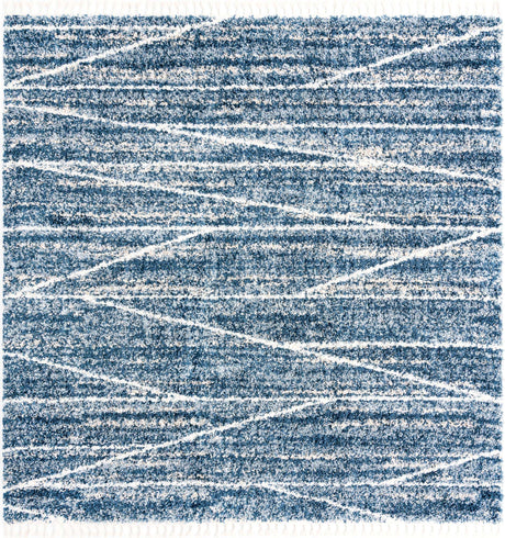 Blue 10' x 10' Serenity Shag Square Area Rug Thick Soft Touch Fluffy & Plush Shaggy Pile