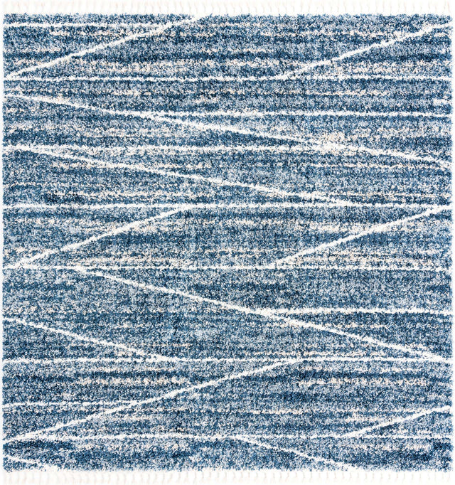 Blue 10' x 10' Serenity Shag Square Area Rug Thick Soft Touch Fluffy & Plush Shaggy Pile