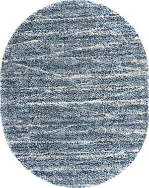 Blue 7' 10 x 10' Serenity Shag Oval Area Rug Thick Soft Touch Fluffy & Plush Shaggy Pile