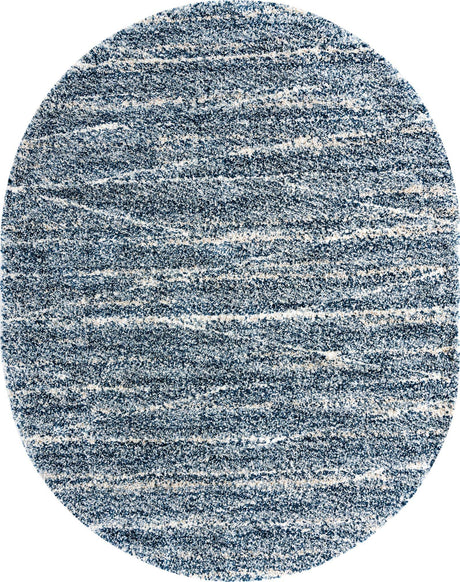Blue 7' 10 x 10' Serenity Shag Oval Area Rug Thick Soft Touch Fluffy & Plush Shaggy Pile