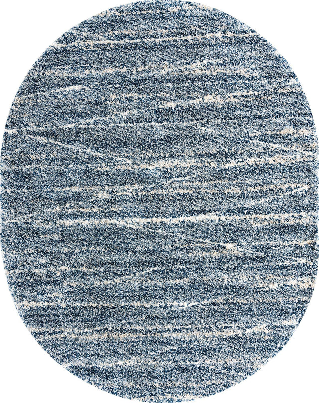 Blue 7' 10 x 10' Serenity Shag Oval Area Rug Thick Soft Touch Fluffy & Plush Shaggy Pile