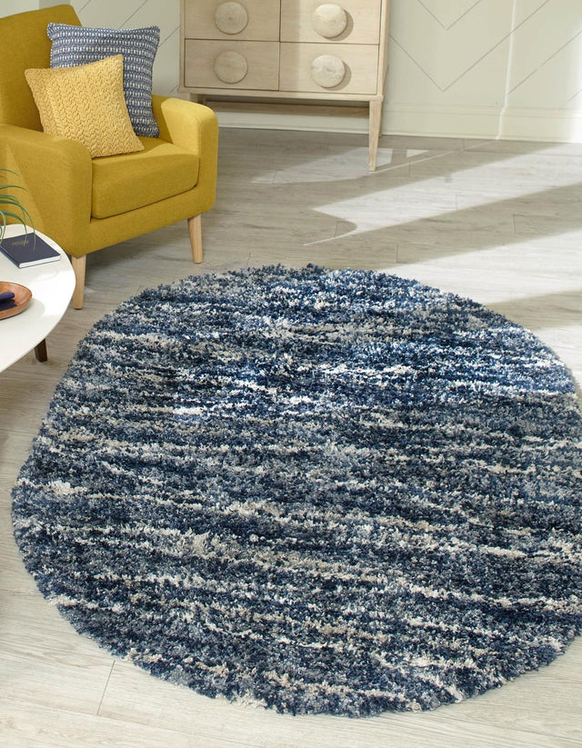 Blue 7' 10 x 10' Serenity Shag Oval Area Rug Thick Soft Touch Fluffy & Plush Shaggy Pile