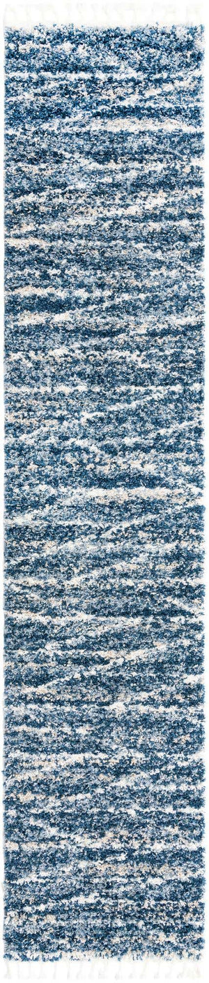 Blue 2' 7 x 12' Serenity Shag Runner Area Rug Thick Soft Touch Fluffy & Plush Shaggy Pile