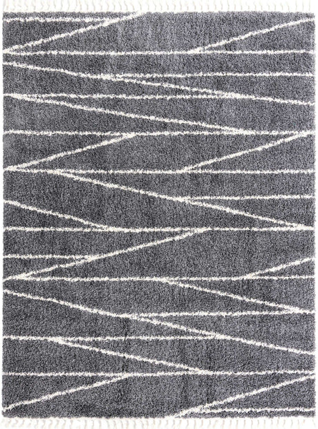 Gray 9' x 12' Serenity Shag Rectangle Area Rug Thick Soft Touch Fluffy & Plush Shaggy Pile