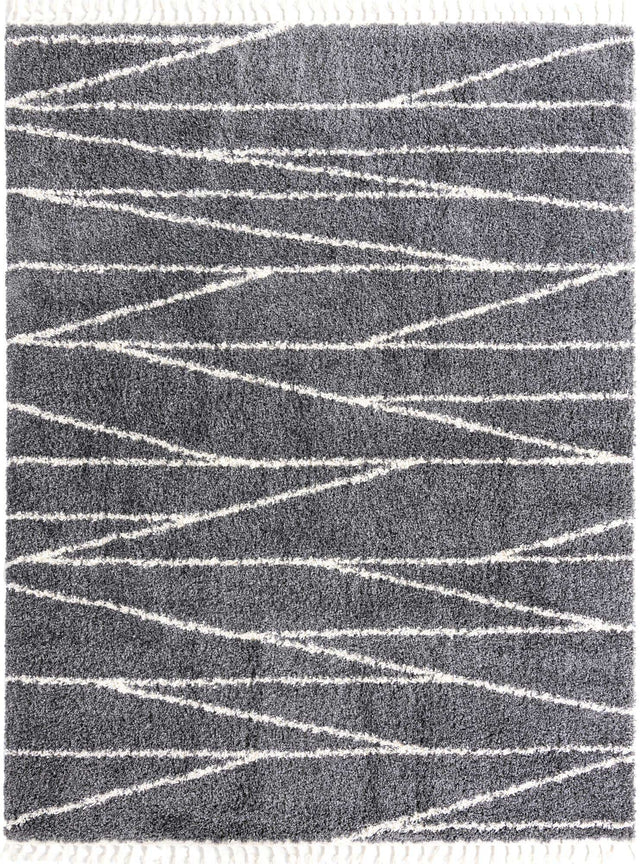 Gray 9' x 12' Serenity Shag Rectangle Area Rug Thick Soft Touch Fluffy & Plush Shaggy Pile