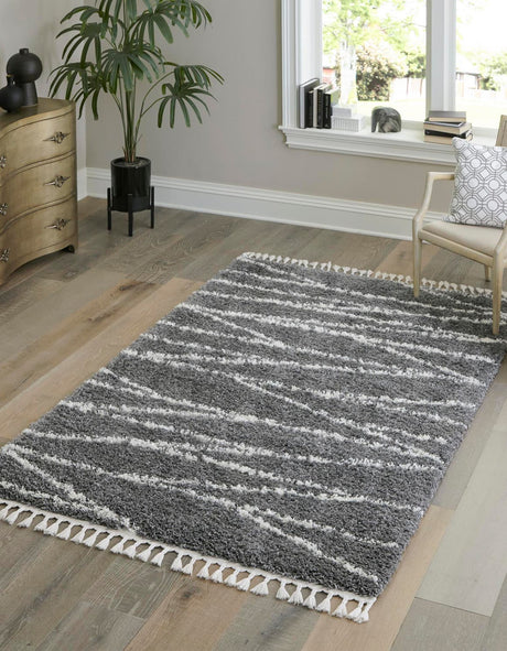 Gray 7' 10 x 10' Serenity Shag Rectangle Area Rug Thick Soft Touch Fluffy & Plush Shaggy Pile