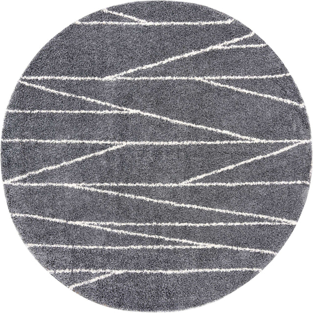 Gray 10' x 10' Serenity Shag Round Area Rug Thick Soft Touch Fluffy & Plush Shaggy Pile