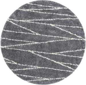 Gray 7' x 7' Serenity Shag Round Area Rug Thick Soft Touch Fluffy & Plush Shaggy Pile