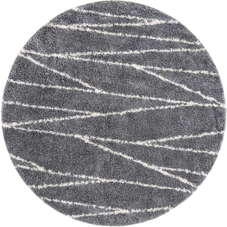Gray 7' x 7' Serenity Shag Round Area Rug Thick Soft Touch Fluffy & Plush Shaggy Pile