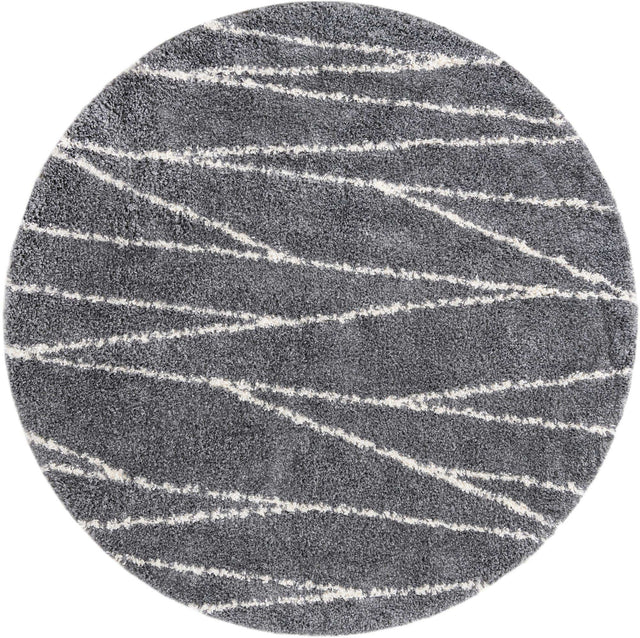 Gray 7' x 7' Serenity Shag Round Area Rug Thick Soft Touch Fluffy & Plush Shaggy Pile