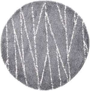 Gray 5' 3 x 5' 3 Serenity Shag Round Area Rug Thick Soft Touch Fluffy & Plush Shaggy Pile