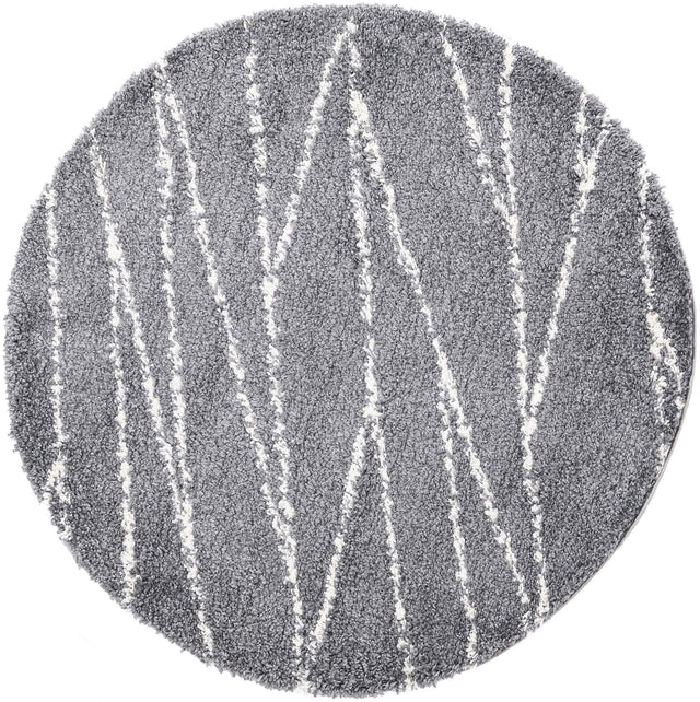 Gray 5' 3 x 5' 3 Serenity Shag Round Area Rug Thick Soft Touch Fluffy & Plush Shaggy Pile
