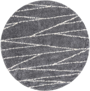 Gray 5' 3 x 5' 3 Serenity Shag Round Area Rug Thick Soft Touch Fluffy & Plush Shaggy Pile
