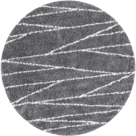 Gray 5' 3 x 5' 3 Serenity Shag Round Area Rug Thick Soft Touch Fluffy & Plush Shaggy Pile