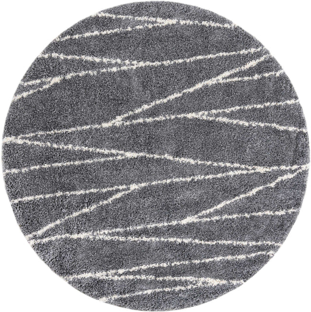 Gray 5' 3 x 5' 3 Serenity Shag Round Area Rug Thick Soft Touch Fluffy & Plush Shaggy Pile