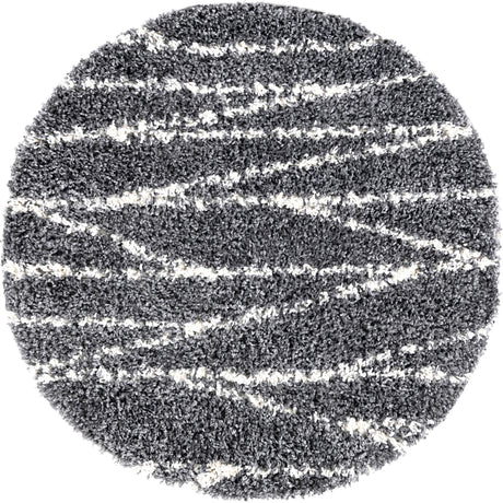 Gray 3' 3 x 3' 3 Serenity Shag Round Area Rug Thick Soft Touch Fluffy & Plush Shaggy Pile Carpet for Living Rooms, Kitchen, Bedrooms, Office, Dorms for Sale at Rug Engine