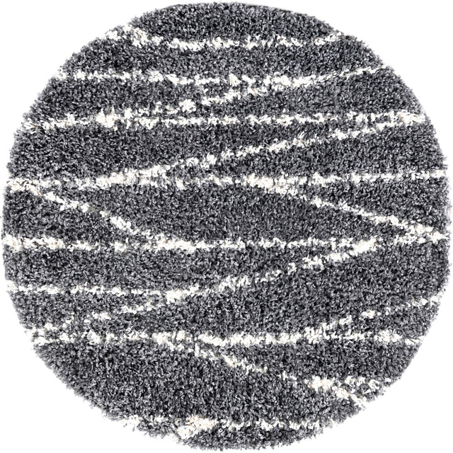 Gray 3' 3 x 3' 3 Serenity Shag Round Area Rug Thick Soft Touch Fluffy & Plush Shaggy Pile