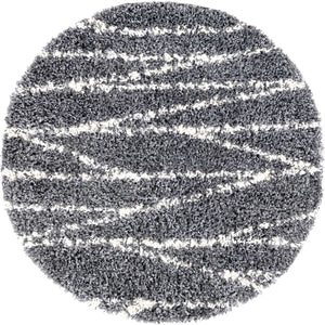 Gray 3' 3 x 3' 3 Serenity Shag Round Area Rug Thick Soft Touch Fluffy & Plush Shaggy Pile