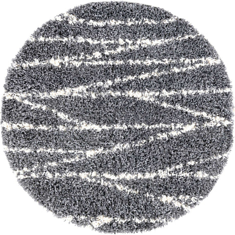 Gray 3' 3 x 3' 3 Serenity Shag Round Area Rug Thick Soft Touch Fluffy & Plush Shaggy Pile