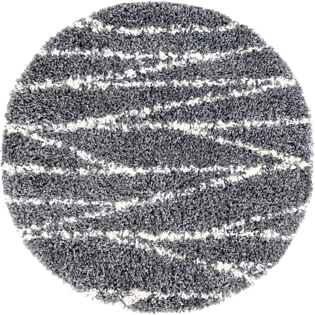Gray 3' 3 x 3' 3 Serenity Shag Round Area Rug Thick Soft Touch Fluffy & Plush Shaggy Pile