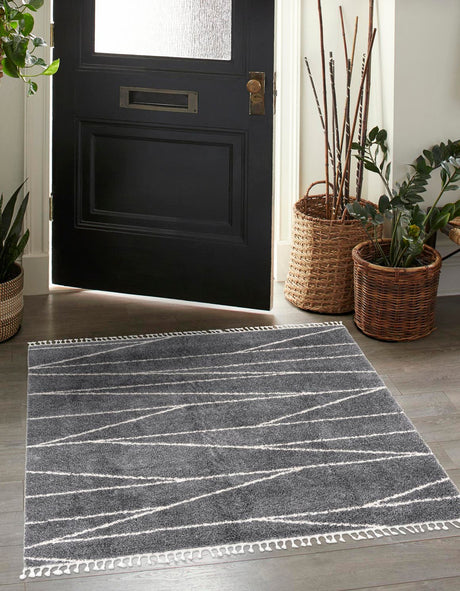 Gray 7' 10 x 7' 10 Serenity Shag Square Area Rug Thick Soft Touch Fluffy & Plush Shaggy Pile