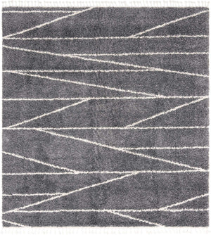Gray 7' 10 x 7' 10 Serenity Shag Square Area Rug Thick Soft Touch Fluffy & Plush Shaggy Pile