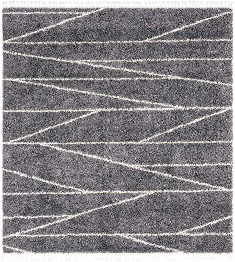 Gray 7' 10 x 7' 10 Serenity Shag Square Area Rug Thick Soft Touch Fluffy & Plush Shaggy Pile