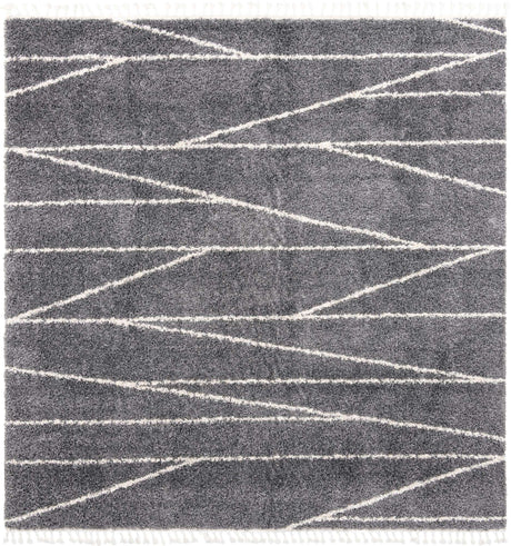 Gray 10' x 10' Serenity Shag Square Area Rug Thick Soft Touch Fluffy & Plush Shaggy Pile