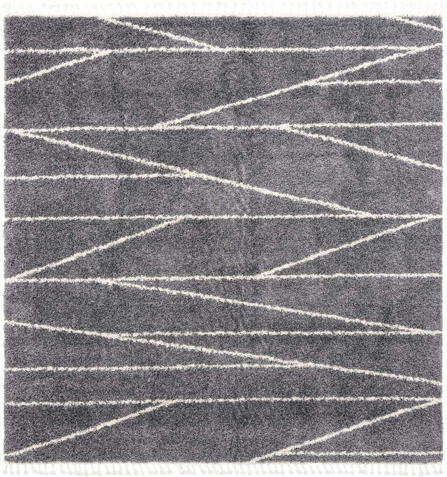 Gray 10' x 10' Serenity Shag Square Area Rug Thick Soft Touch Fluffy & Plush Shaggy Pile