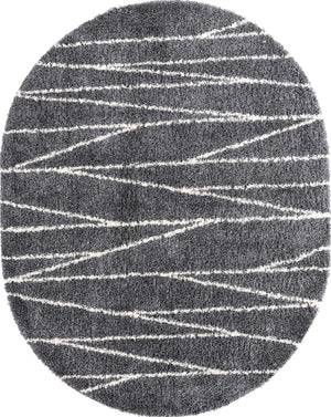 Gray 7' 10 x 10' Serenity Shag Oval Area Rug Thick Soft Touch Fluffy & Plush Shaggy Pile