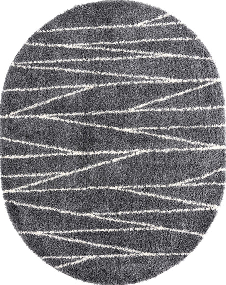 Gray 7' 10 x 10' Serenity Shag Oval Area Rug Thick Soft Touch Fluffy & Plush Shaggy Pile Carpet for Living Rooms, Kitchen, Bedrooms, Office, Dorms for Sale at Rug Engine