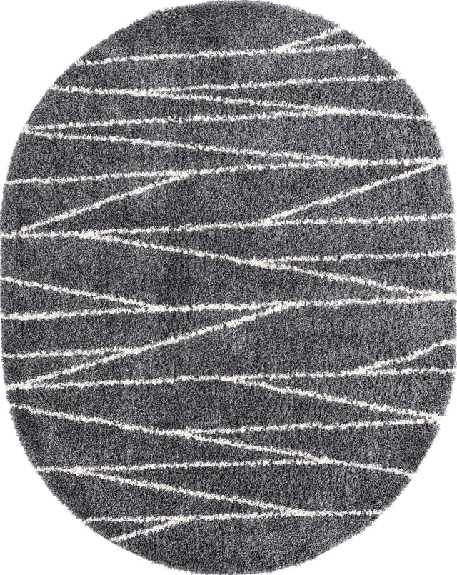 Gray 7' 10 x 10' Serenity Shag Oval Area Rug Thick Soft Touch Fluffy & Plush Shaggy Pile