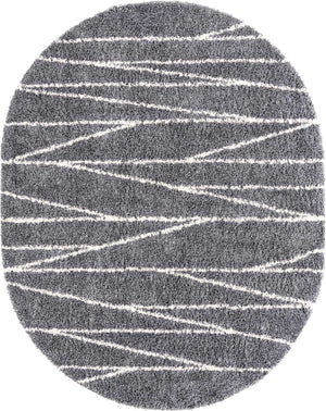 Gray 7' 10 x 10' Serenity Shag Oval Area Rug Thick Soft Touch Fluffy & Plush Shaggy Pile