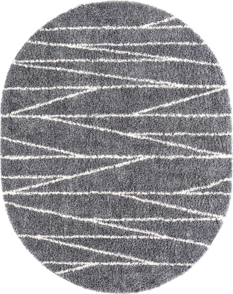 Gray 7' 10 x 10' Serenity Shag Oval Area Rug Thick Soft Touch Fluffy & Plush Shaggy Pile