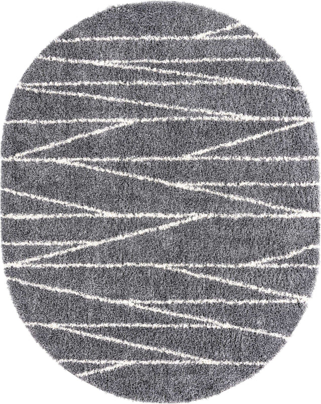 Gray 7' 10 x 10' Serenity Shag Oval Area Rug Thick Soft Touch Fluffy & Plush Shaggy Pile