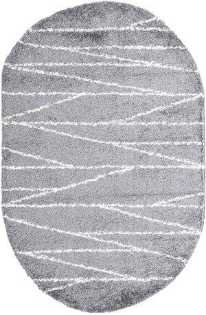 Gray 5' 3 x 8' Serenity Shag Oval Area Rug Thick Soft Touch Fluffy & Plush Shaggy Pile