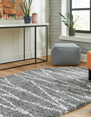 Gray 5' 3 x 8' Serenity Shag Oval Area Rug Thick Soft Touch Fluffy & Plush Shaggy Pile