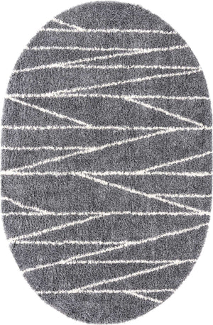 Gray 5' 3 x 8' Serenity Shag Oval Area Rug Thick Soft Touch Fluffy & Plush Shaggy Pile
