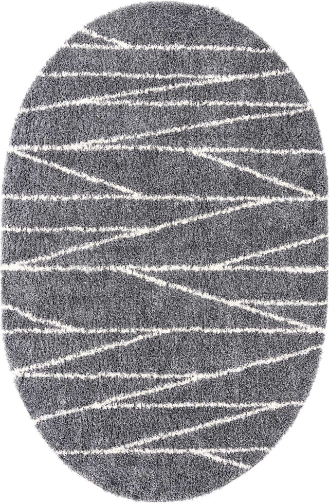 Gray 5' 3 x 8' Serenity Shag Oval Area Rug Thick Soft Touch Fluffy & Plush Shaggy Pile