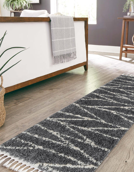 Gray 2' 7 x 12' Serenity Shag Runner Area Rug Thick Soft Touch Fluffy & Plush Shaggy Pile Carpet for Living Rooms, Kitchen, Bedrooms, Office, Dorms for Sale at Rug Engine