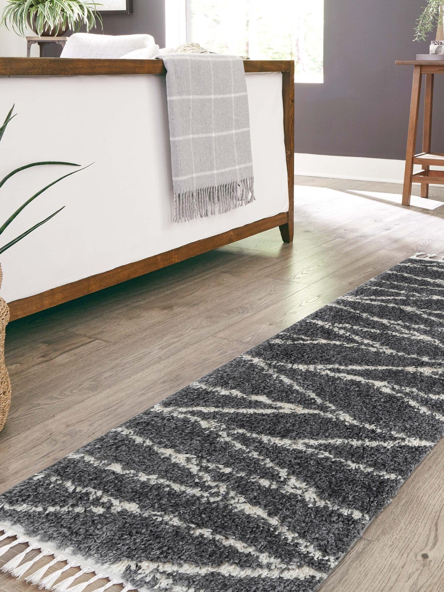 Gray 2' x 6' Serenity Shag Runner Area Rug Thick Soft Touch Fluffy & Plush Shaggy Pile Carpet for Living Rooms, Kitchen, Bedrooms, Office, Dorms for Sale at Rug Engine