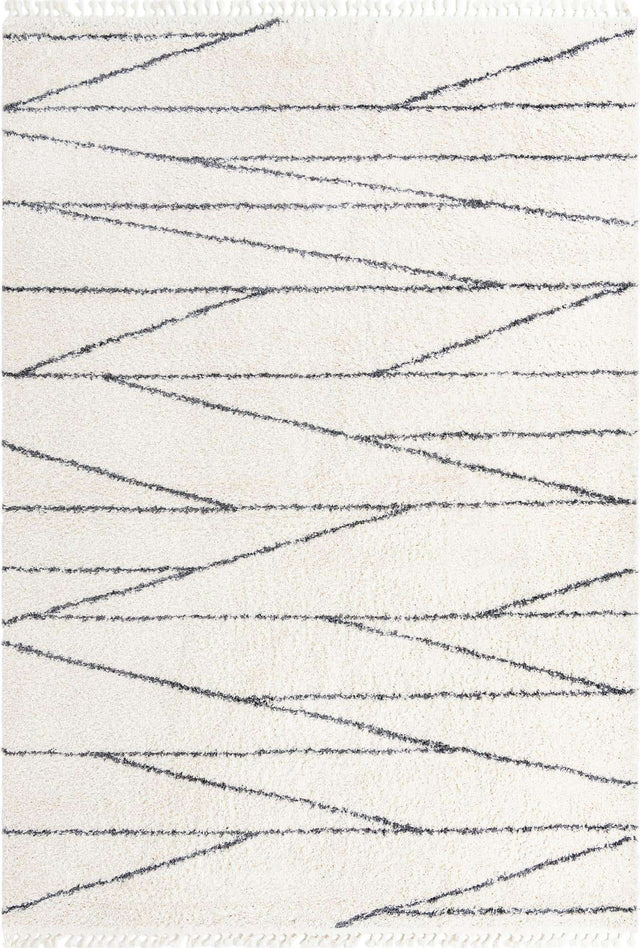 White 10' x 14' Serenity Shag Rectangle Area Rug Thick Soft Touch Fluffy & Plush Shaggy Pile