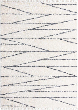 White 9' x 12' Serenity Shag Rectangle Area Rug Thick Soft Touch Fluffy & Plush Shaggy Pile