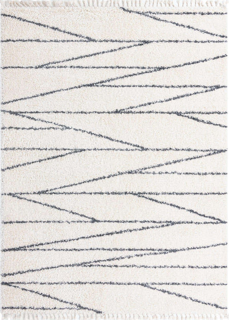 White 9' x 12' Serenity Shag Rectangle Area Rug Thick Soft Touch Fluffy & Plush Shaggy Pile