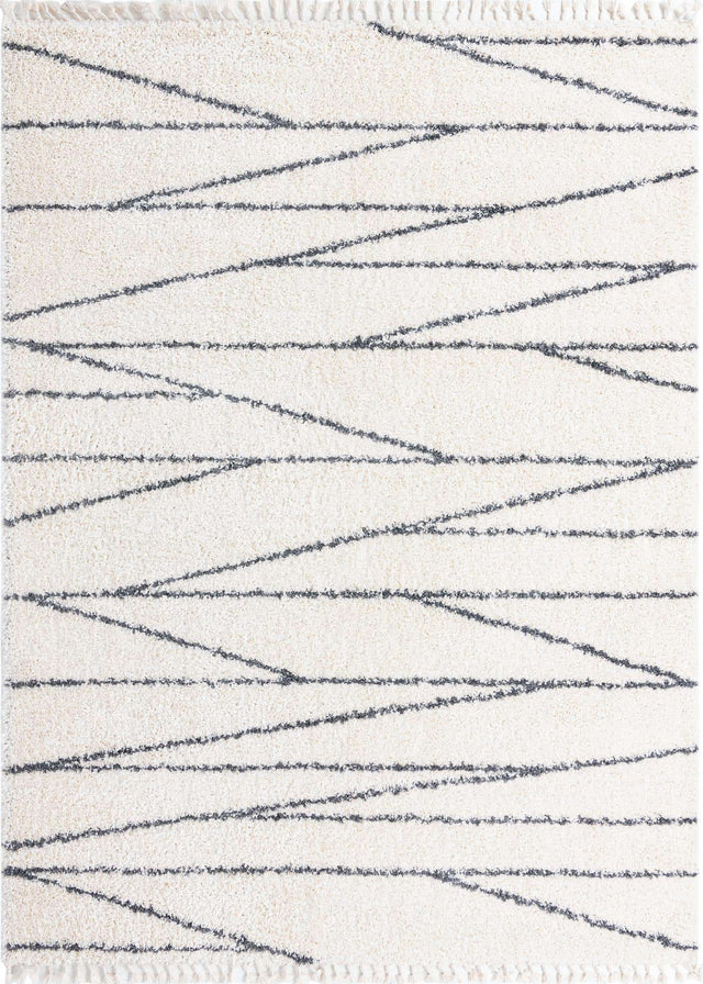 White 9' x 12' Serenity Shag Rectangle Area Rug Thick Soft Touch Fluffy & Plush Shaggy Pile