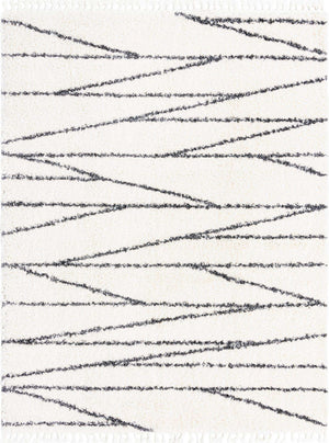 White 7' 10 x 10' Serenity Shag Rectangle Area Rug Thick Soft Touch Fluffy & Plush Shaggy Pile