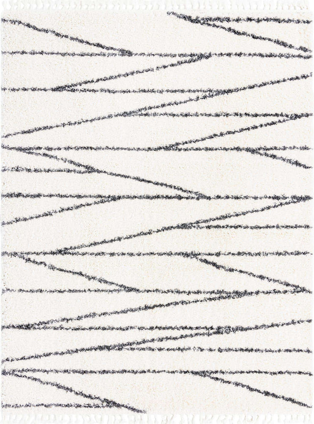 White 7' 10 x 10' Serenity Shag Rectangle Area Rug Thick Soft Touch Fluffy & Plush Shaggy Pile