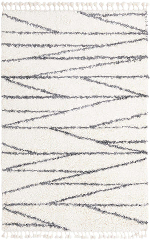 White 5' 3 x 8' Serenity Shag Rectangle Area Rug Thick Soft Touch Fluffy & Plush Shaggy Pile