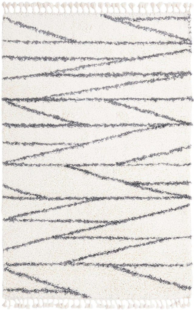 White 5' 3 x 8' Serenity Shag Rectangle Area Rug Thick Soft Touch Fluffy & Plush Shaggy Pile