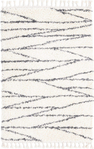 White 4' x 6' Serenity Shag Rectangle Area Rug Thick Soft Touch Fluffy & Plush Shaggy Pile